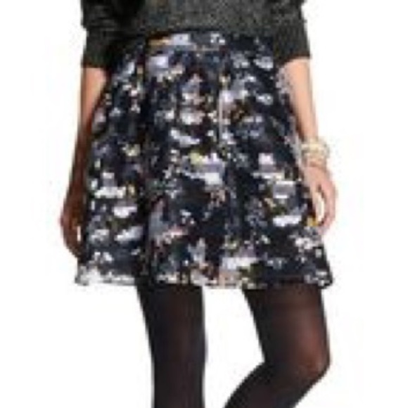 Xhilaration Striped Floral Skater Skirt Pockets Black - Sz Medium - Picture 1 of 15